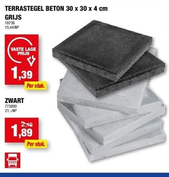 Hubo Terrastegel beton 30 x 30 x 4 cm grijs aanbieding