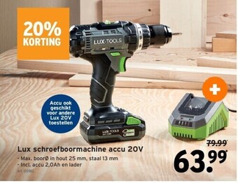 GAMMA Lux schroefboormachine accu 20v aanbieding
