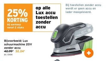 GAMMA Lux schuurmachine 20v zonder accu aanbieding