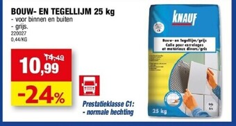 Hubo Bouw- en tegellijm 25 kg aanbieding