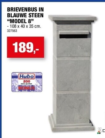 Hubo Brievenbus in blauwe steen “model 8” aanbieding