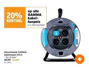GAMMA Gamma kabelhaspel 25 m aanbieding