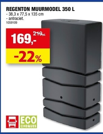 Hubo Regenton muurmodel 350 l aanbieding