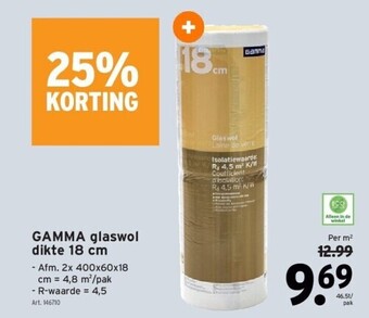 GAMMA Gamma glaswol dikte 18 cm aanbieding