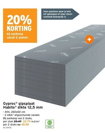 GAMMA Gyproc® gipsplaat habito® dikte 12,5 mm aanbieding