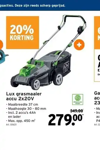 GAMMA Lux grasmaaier accu 2x20v aanbieding