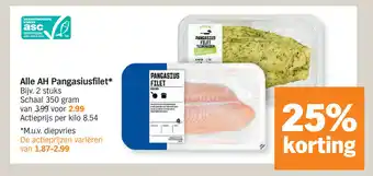 Albert Heijn Alle AH pangasiusfilet 350g aanbieding