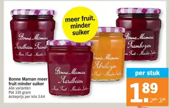 Albert Heijn Bonne maman meer fruit minder suiker 335g aanbieding