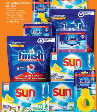 Albert Heijn Sun vaatwastabletten en finish aanbieding