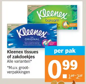 Albert Heijn Kleenex tissues of zakdoekjes aanbieding