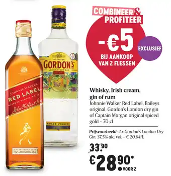 Delhaize Whisky, Irish cream, gin of rum aanbieding