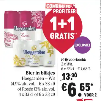 Delhaize Hoegaarden Bier in blikjes aanbieding