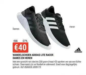 Decathlon Wandelschoen Adidas Lite Racer Dames En Heren aanbieding
