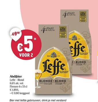 Delhaize Abdijbier Leffe Blond aanbieding