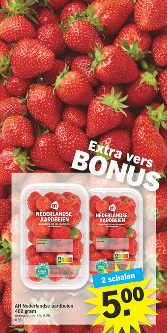 Albert Heijn Nederlandse aardbeien 400 gram aanbieding