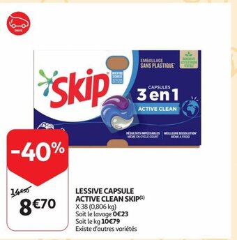 LESSIVE CAPSULE ACTIVE CLEAN SKIP