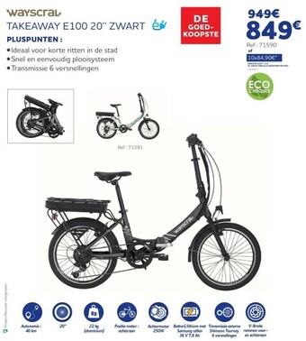 Auto5 WayscraL TAKEAWAY E100 20" NOIR aanbieding