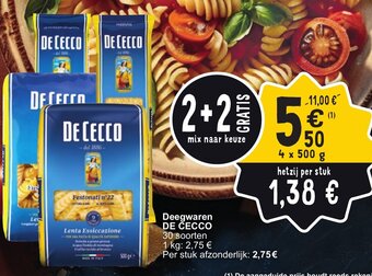 Cora DE CECCO Deegwaren 4 x 500g aanbieding