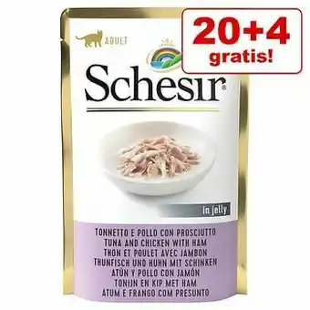 Zooplus 20 + 4 gratis! 24 x 85 g Schesir Kat Jelly Pouch - Tonijn met Goudbrasem aanbieding