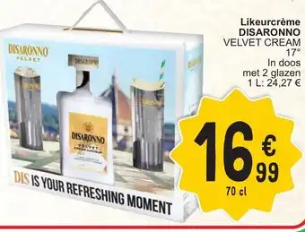 Cora DISARONNO VELVET CREAM Likeurcrème 17° 70cl aanbieding