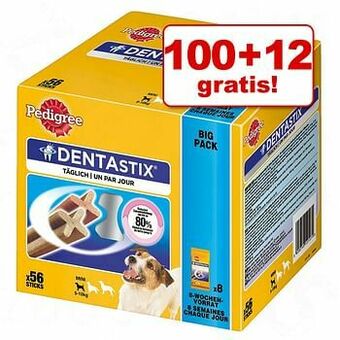 Zooplus 100 + 12 gratis! 112 Stuks Pedigree Dentastix Dagelijkse Gebitsverzorging - 56 x Dentastix + 56 x Dentastix Fresh - voor grot aanbieding