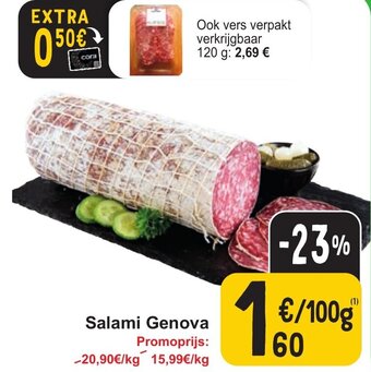 Cora Salami Genova 100g aanbieding