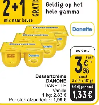 Cora DANONE DANETTE Dessertcrème 3 x (4 x 117g) aanbieding