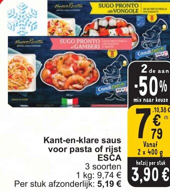 Cora ESCA Kant-en-klare saus voor pasta of rijst 2 x 400g aanbieding