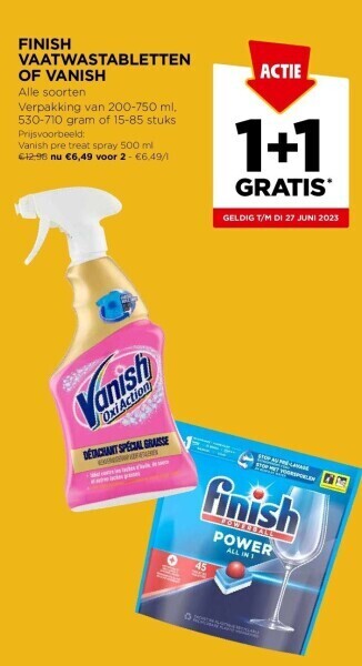 Jumbo Finish vaatwastabletten of vanish aanbieding
