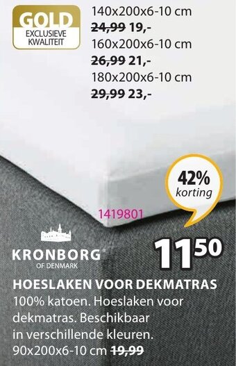 Jysk Hoeslaken voor dekmatras aanbieding