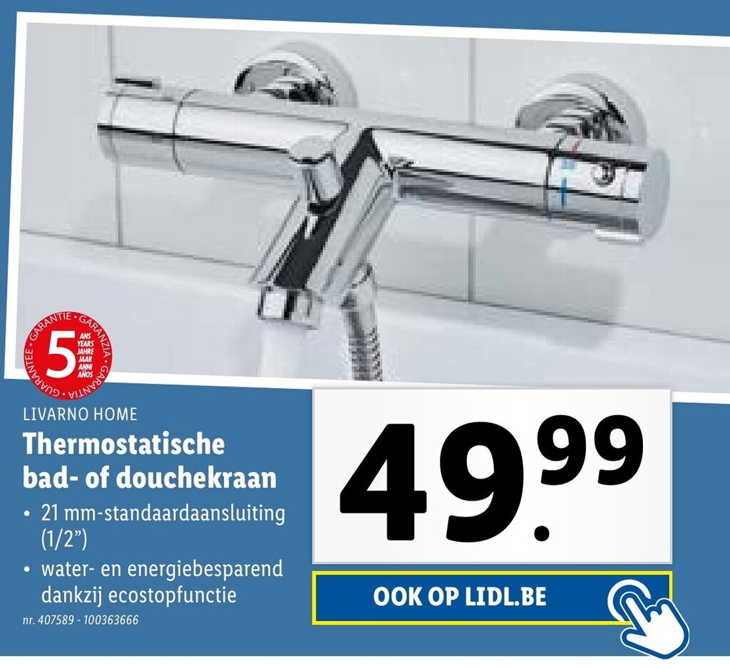 LIVARNO HOME Thermostatische bad of douchekraan promotie bij Lidl