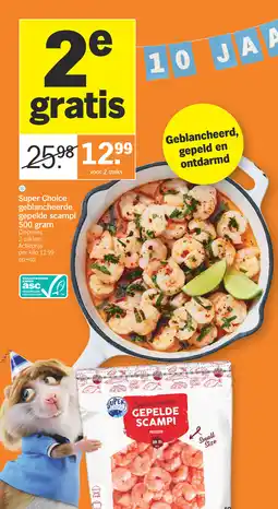 Albert Heijn Super choice geblancheerde gepelde scampi aanbieding