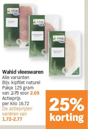 Albert Heijn Wahid vleeswaren aanbieding