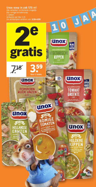Albert Heijn Unox soep in zak 570 ml aanbieding