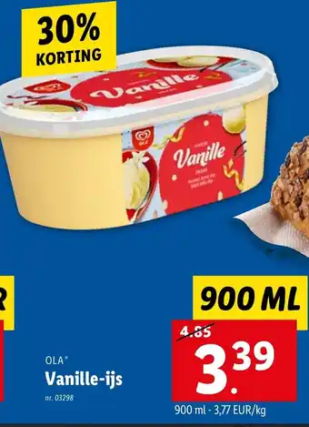 Lidl OLA Vanille-ijs 900ml aanbieding