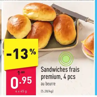 ALDI Sandwiches frais premium, 4 pcs aanbieding