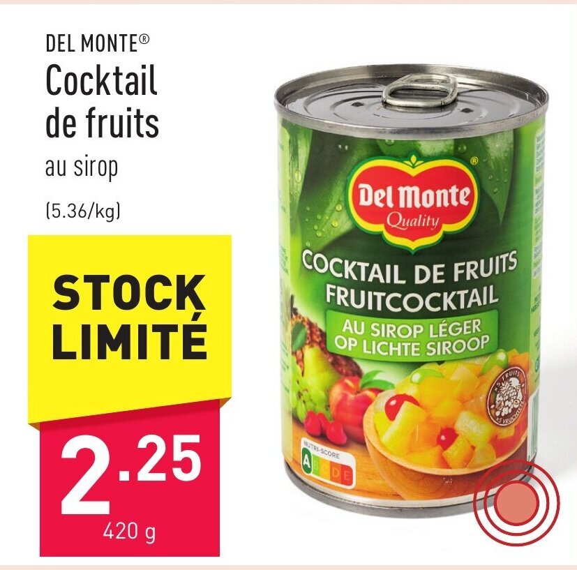 DEL MONTE Cocktail de fruits 420g promotie bij ALDI