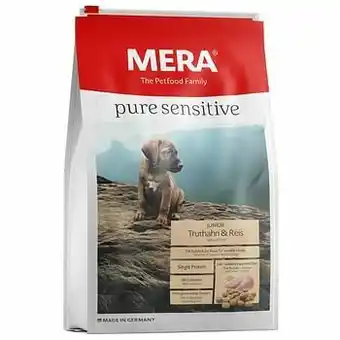 Zooplus 2x12,5kg MERA pure sensitive Junior Kalkoen & Rijst Hondenvoer aanbieding