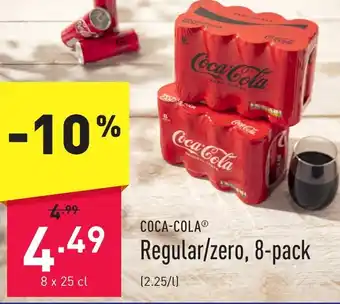 ALDI COCA-COLAⓇ Regular/zero, 8 x 25cl aanbieding