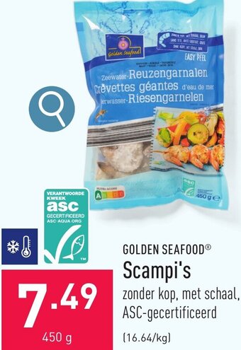 ALDI GOLDEN SEAFOODⓇ Scampi's 450g aanbieding