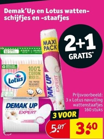 Kruidvat Demak’up en lotus wattenschijfjes en -staafjes aanbieding