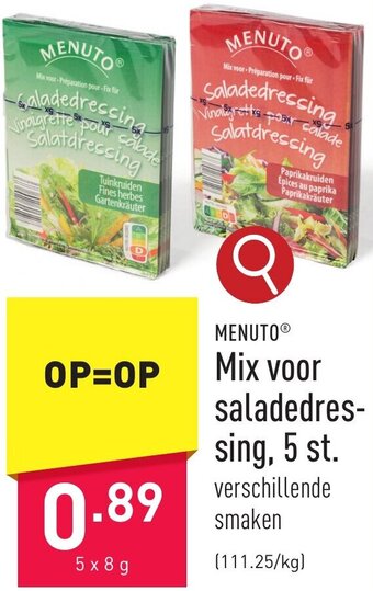 ALDI MENUTOⓇ Mix voor saladedres-sing, 5 st. x 8g aanbieding