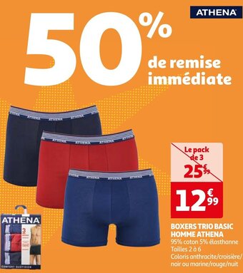 Auchan ATHENA BOXERS TRIO BASIC HOMME aanbieding