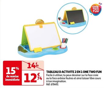 Auchan TABLEAU D ACTIVITE 2 EN 1 ONE TWO FUN aanbieding