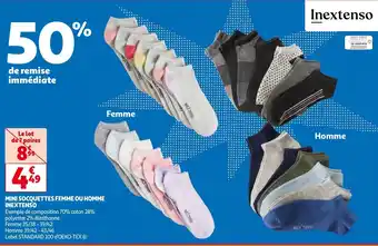 Auchan INEXTENSO MINI SOCQUETTES FEMME OU HOMME aanbieding