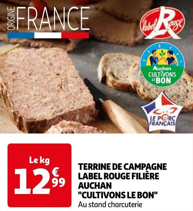 TERRINE DE CAMPAGNE LABEL ROUGE FILIÈRE AUCHAN "CULTIVONS LE BON