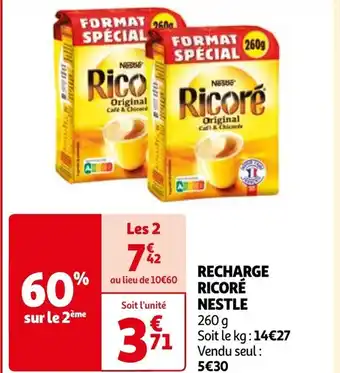 Auchan NESTLE RECHARGE RICORE 260 g aanbieding