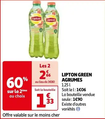 Auchan LIPTON GREEN AGRUMES 1.25L aanbieding