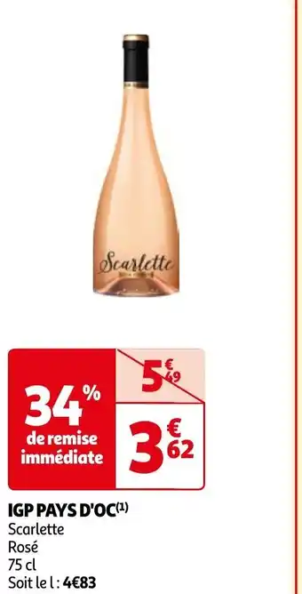 Auchan Scarlette IGP PAYS D'OC(¹) Rosé 75 cl aanbieding