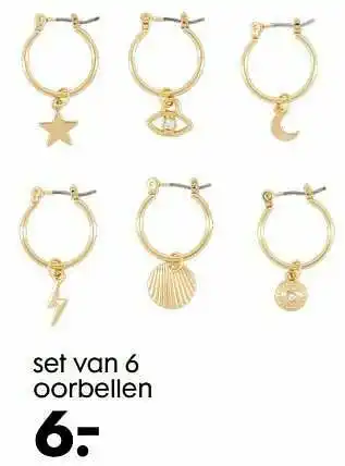 HEMA Set van 6 oorbellen aanbieding